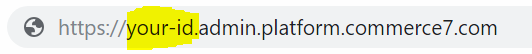 Commerce7 url showing your tenant ID