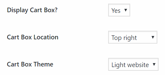 Commerce7 for WordPress settings for the magic cart box