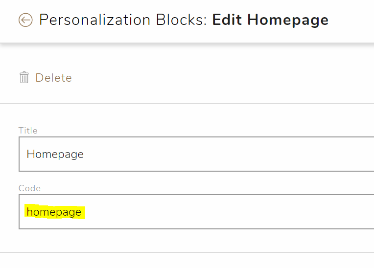 Commerce7 personalization block slug